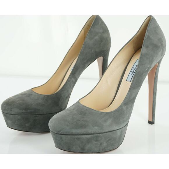 Prada Platform High Heel Classic Almond Toe Pumps Size 40.5 10.5 NIB $750 - Picture 9 of 12